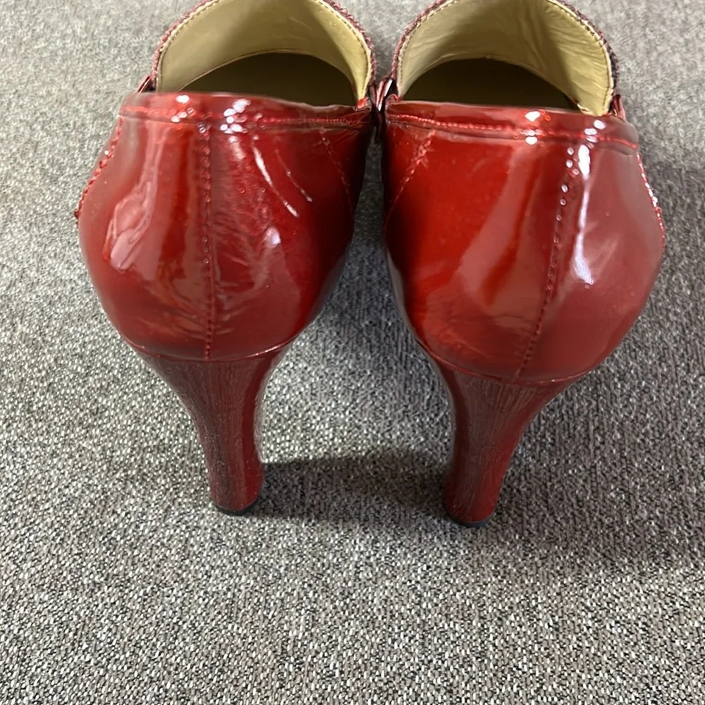 Me Too loafer heels glittery patent red leather - Picture 7 of 10